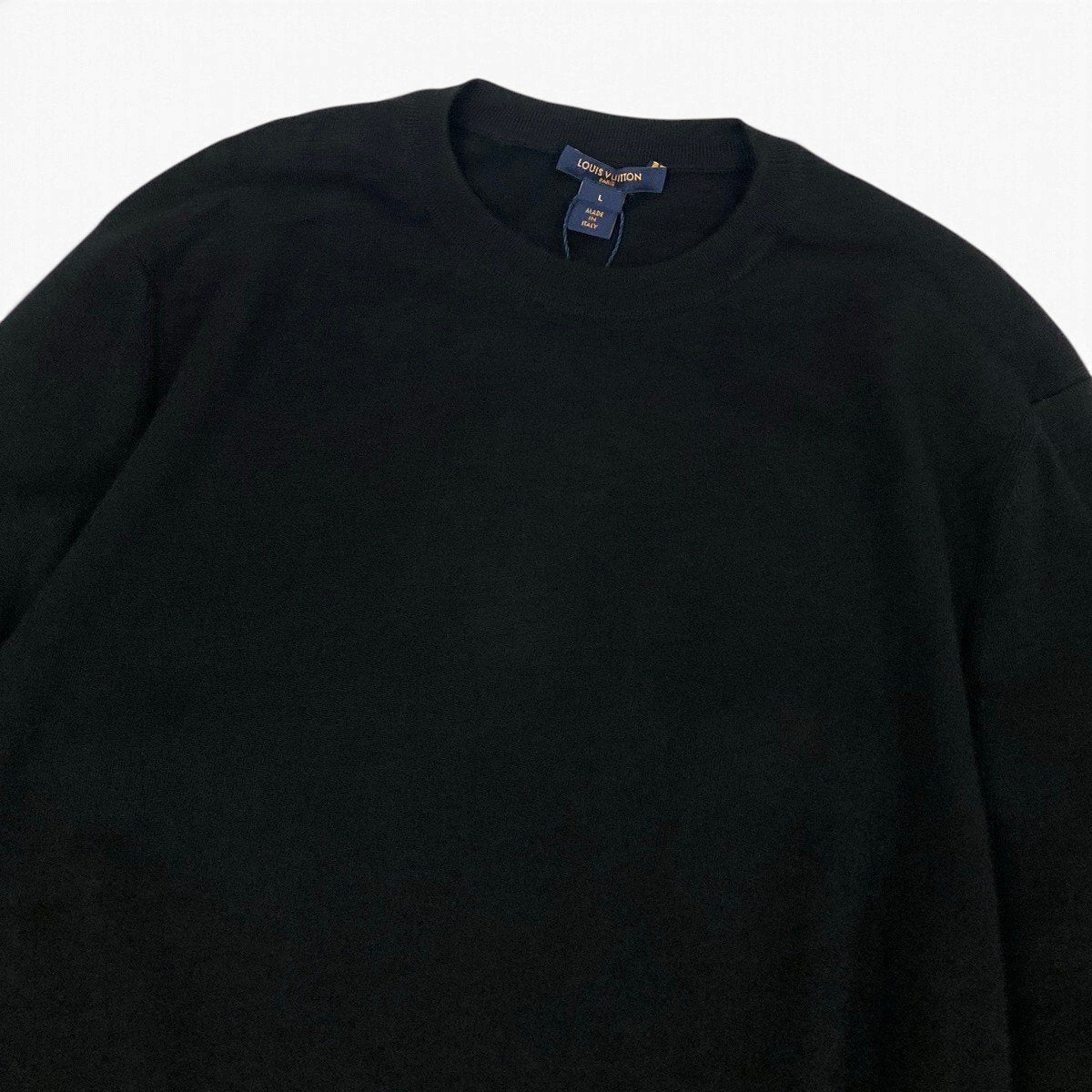 Ij9 【未使用タグ付】 LOUIS VUITTON ルイヴィトン 2018aw アシンメトリー レースヘム ニットセーター RW182W IAY FFKL21 サイズL ブラック ウール100％ レディースu02t