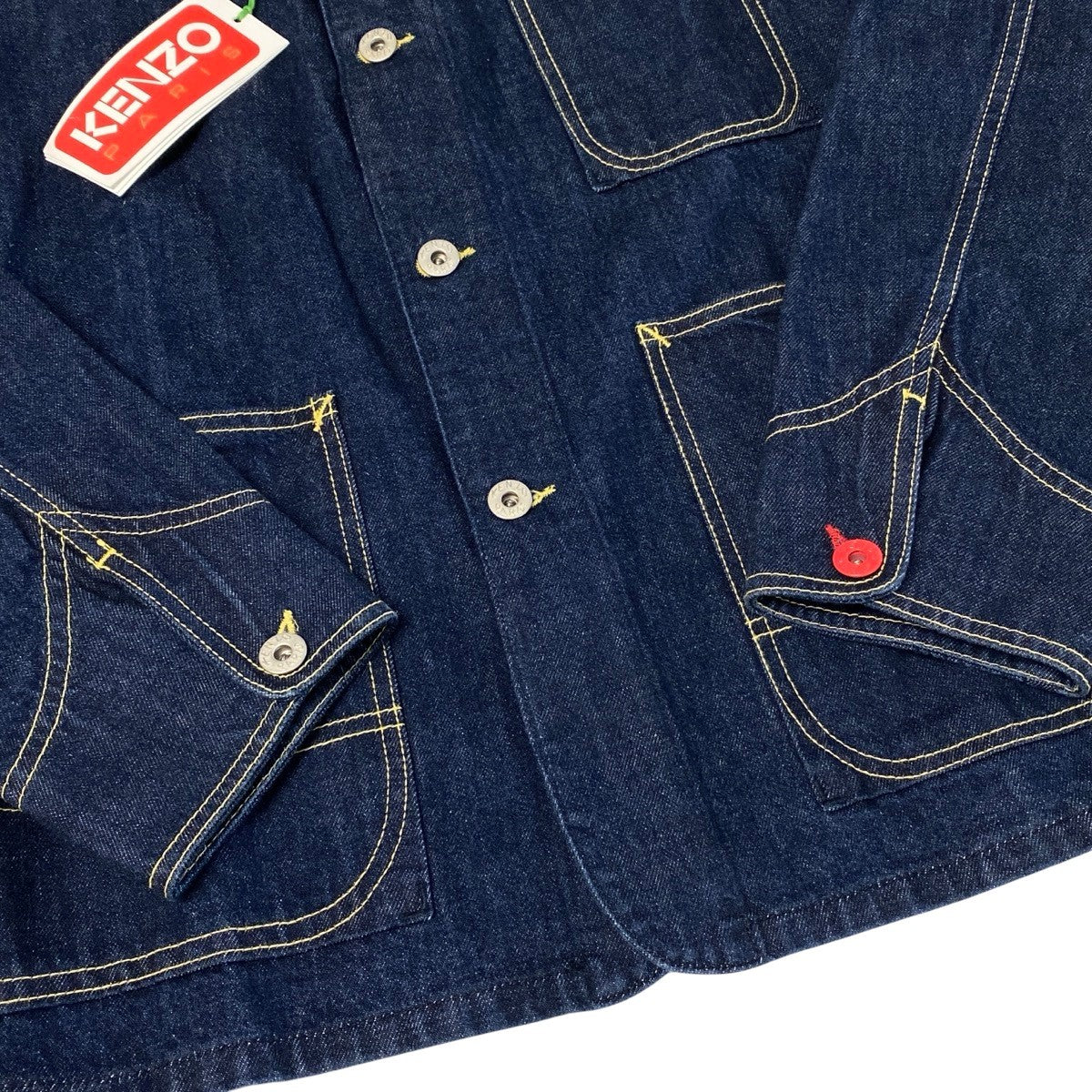 j26 【新品未使用】KENZO ターゲット デニムワークジャケット 刺繍 XSサイズ インディゴ コットン100％ メンズ 男性用k02i