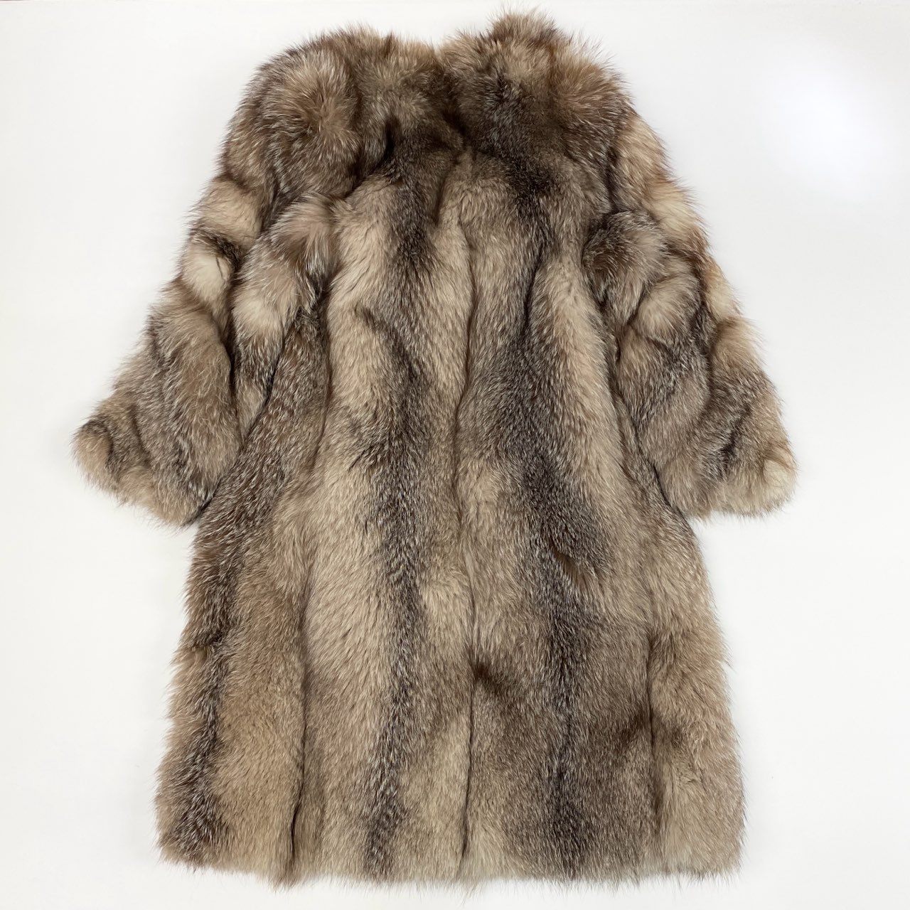 5k4 《希少》 シルバーフォックス 肉厚 超ロングコート 112cm サイズ11 最高級本毛皮 襟巻付き FOX FUR リアルファーt18r