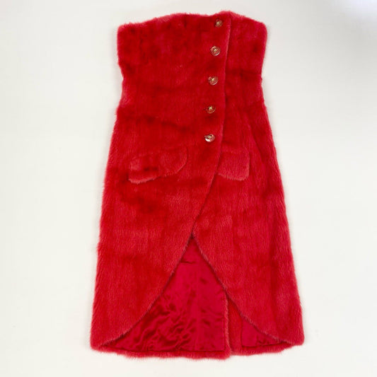20k2《超希少》 Pellicce Moda ペリーチェモーダ 染めミンク チューブトップ ワンピース レッド 最高級本毛皮 MINK FUR ドレスt18r