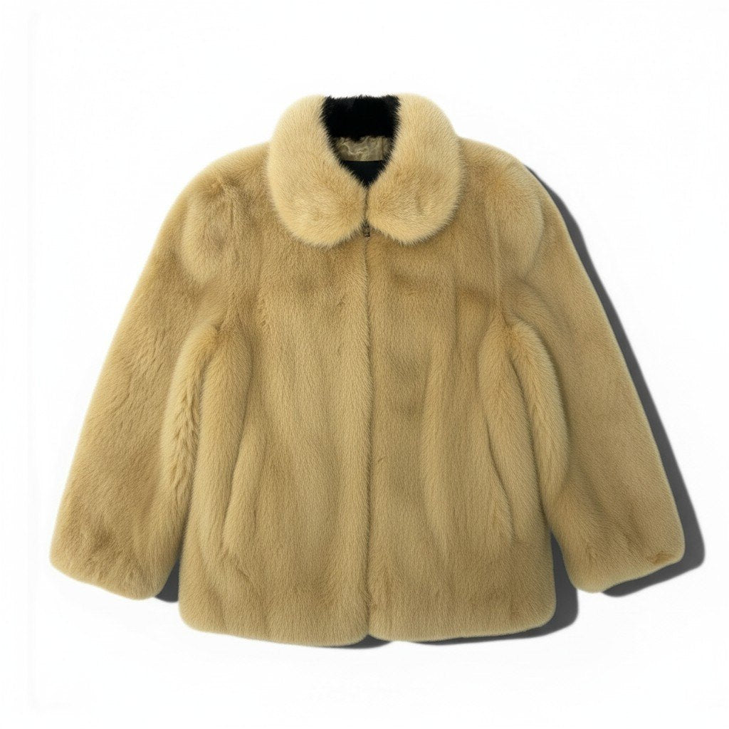 20c14 MARNI マルニ 染めミンクファージャケット ジップアップブルゾン 毛皮コート 36 イエロー系 ミンクファー レディースu02t