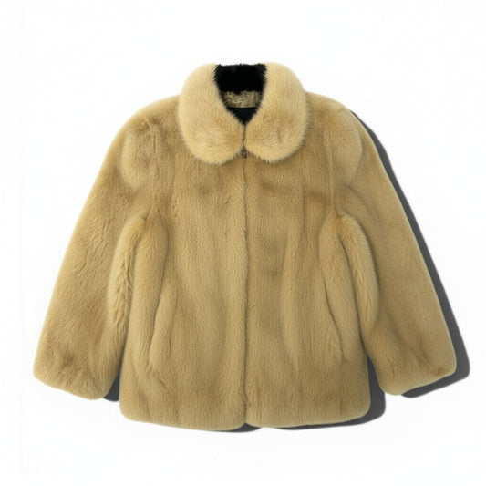 20c14 MARNI マルニ 染めミンクファージャケット ジップアップブルゾン 毛皮コート 36 イエロー系 ミンクファー レディースu02t