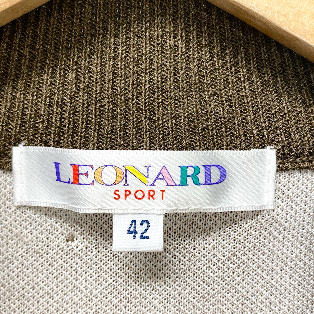 14b13 LEONARD SPORT レオナール スポーツ ジップアップニットベスト ダブルジップ チュニック丈 0557786 42サイズ ブラウン系 レディース 女性用u02t
