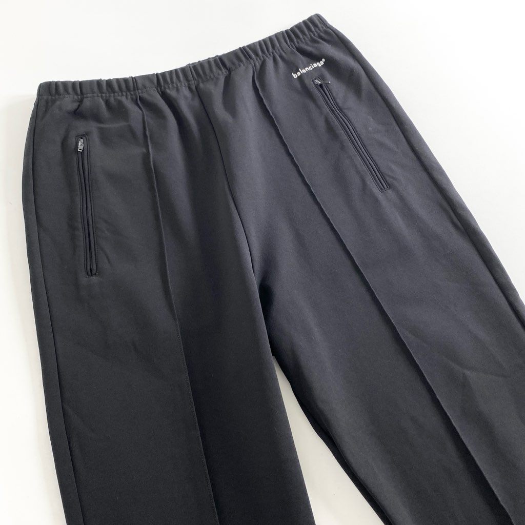 43f18 BALENCIAGA バレンシアガ トラックパンツ リラックスパンツ Tracksuit Pants 556121 ロゴ サイズ52 ブラック メンズ