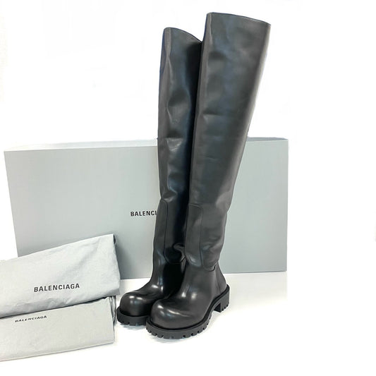 i22《極美品》 BALENCIAGA バレンシアガ HUMMER CUISSARDES ハマー レザーロングブーツ サイハイブーツ 712809 サイズ42 ブラック レザー メンズu02t