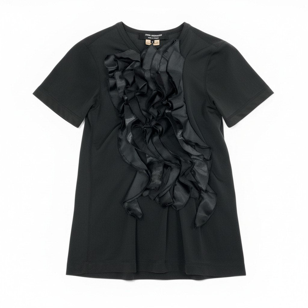 Ad7 JUNYA WATANABE COMME des GARCONS コムデギャルソン AD2006 フリルデザイン Tシャツ サイズS ブラック レディース トップスta1