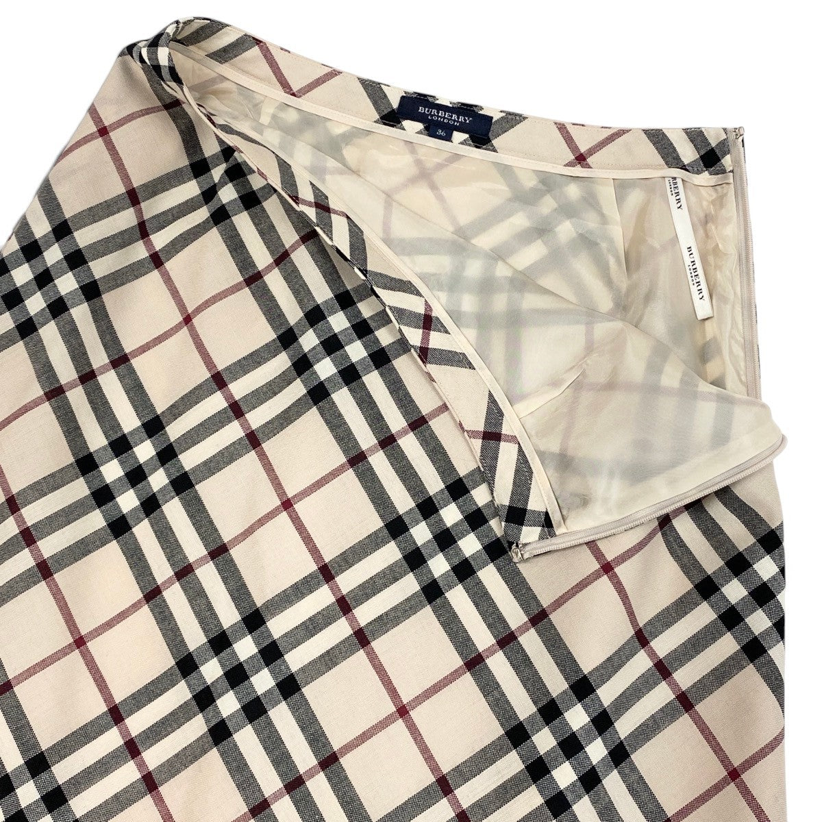 Ii4 【美品】 BURBERRY LONDON バーバリーロンドン ノバチェック ロングスカート サイズ36 ベージュ ウール レディースk02i