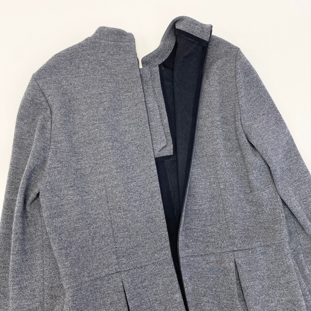 Ef9 【新品保管品】GUCCI ロングスリーブワンピース スタンドカラー イタリア製 XLサイズ グレー ウール100％ レディース 女性用u02t