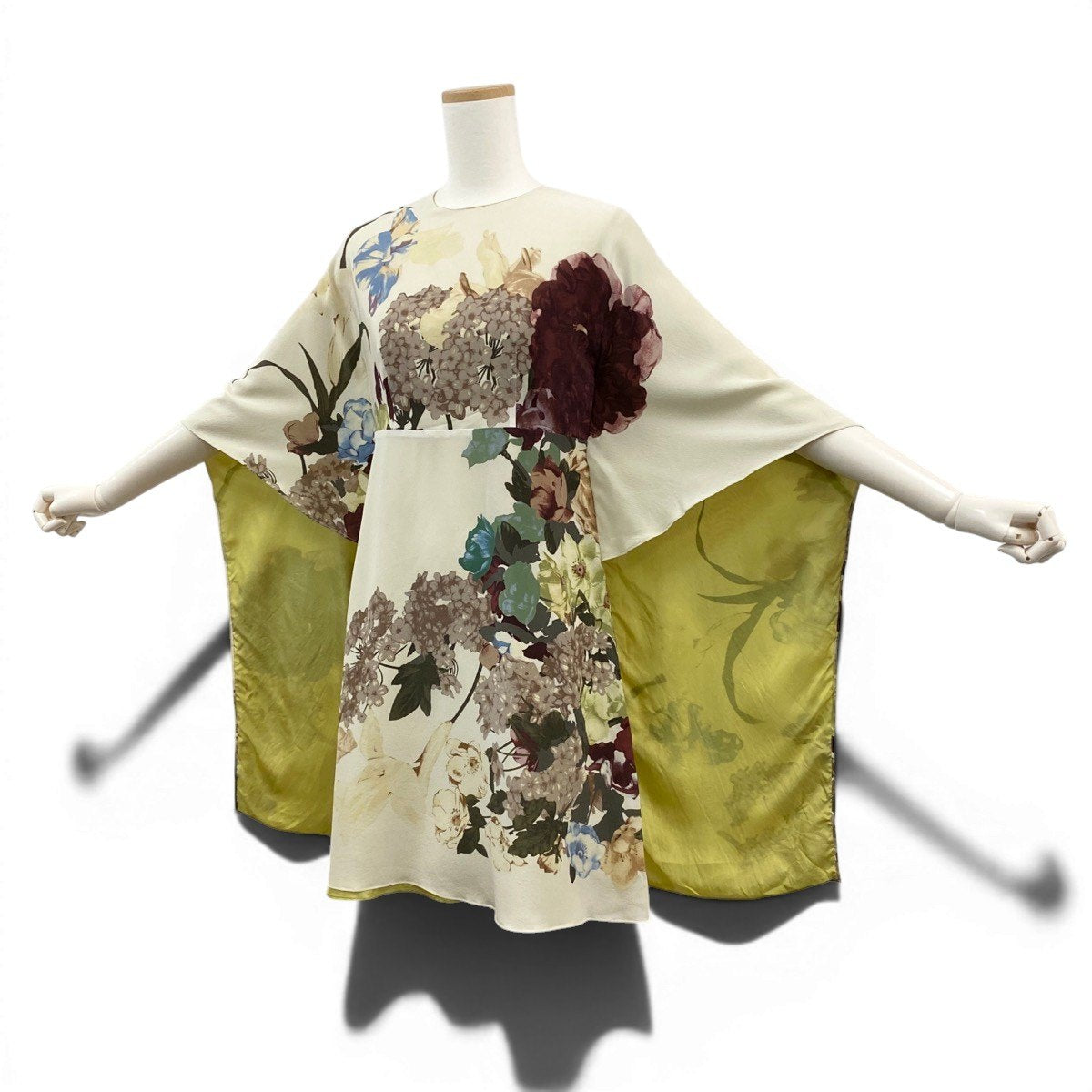 Eg16 VALENTINO ヴァレンティノ Kimono-Sleeve Printed Mini Dress フローラルプリント サイズ38 マルチカラー シルク100％ レディースta1