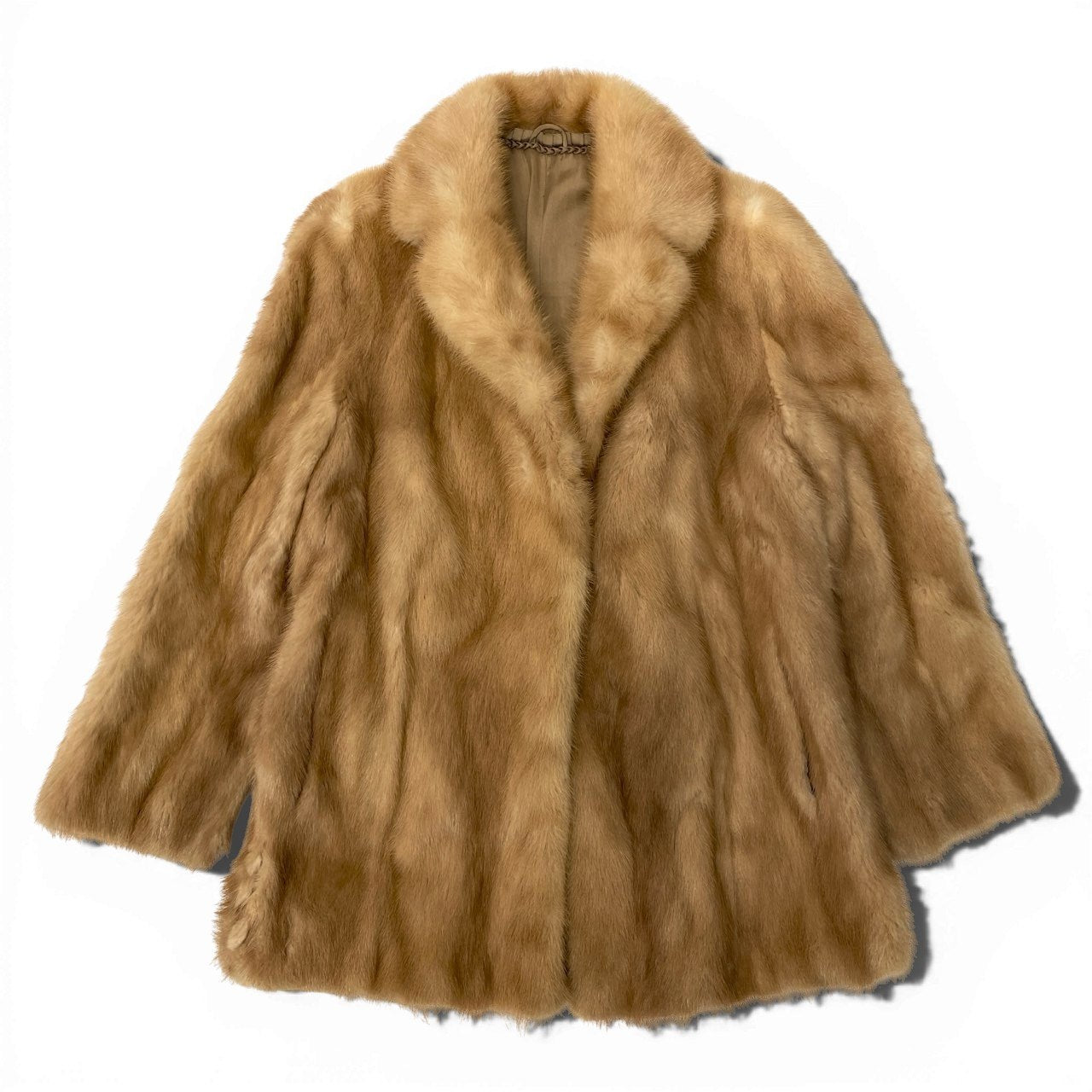 44a15 パステルミンク ファーコート サイズ11 茶系 本毛皮 Pastel Mink Fur Coat ポケット有t18r