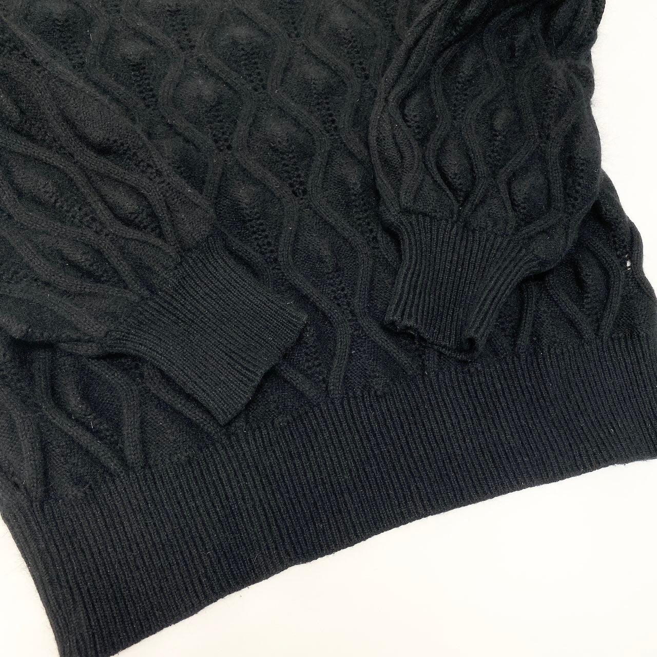 28c11 Christian Dior クリスチャンディオール ロングスリーブニット ケーブルニットセーター トップス Mサイズ ブラック レディース 女性用o07t