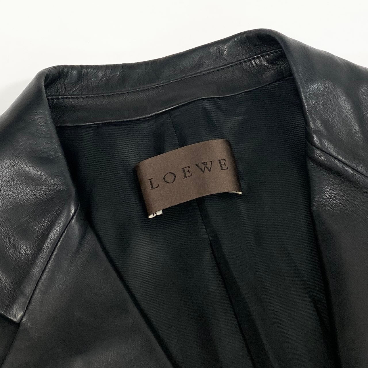 23e14 LOEWE ロエベ レザージャケット テーラードジャケット 3B 50サイズ ブラック レザー100％ メンズ 男性用k02i