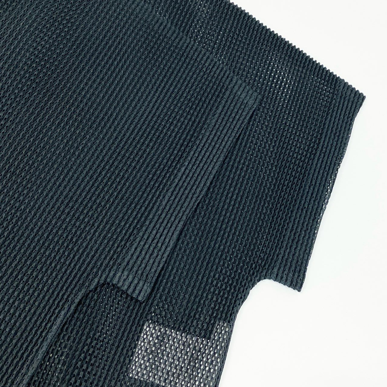 Ad7 PLEATS PLEASE プリーツプリーズ メッシュ素材 クロップドワイドカットソー 半袖Tシャツ サイズ3 ブラック レディースta1