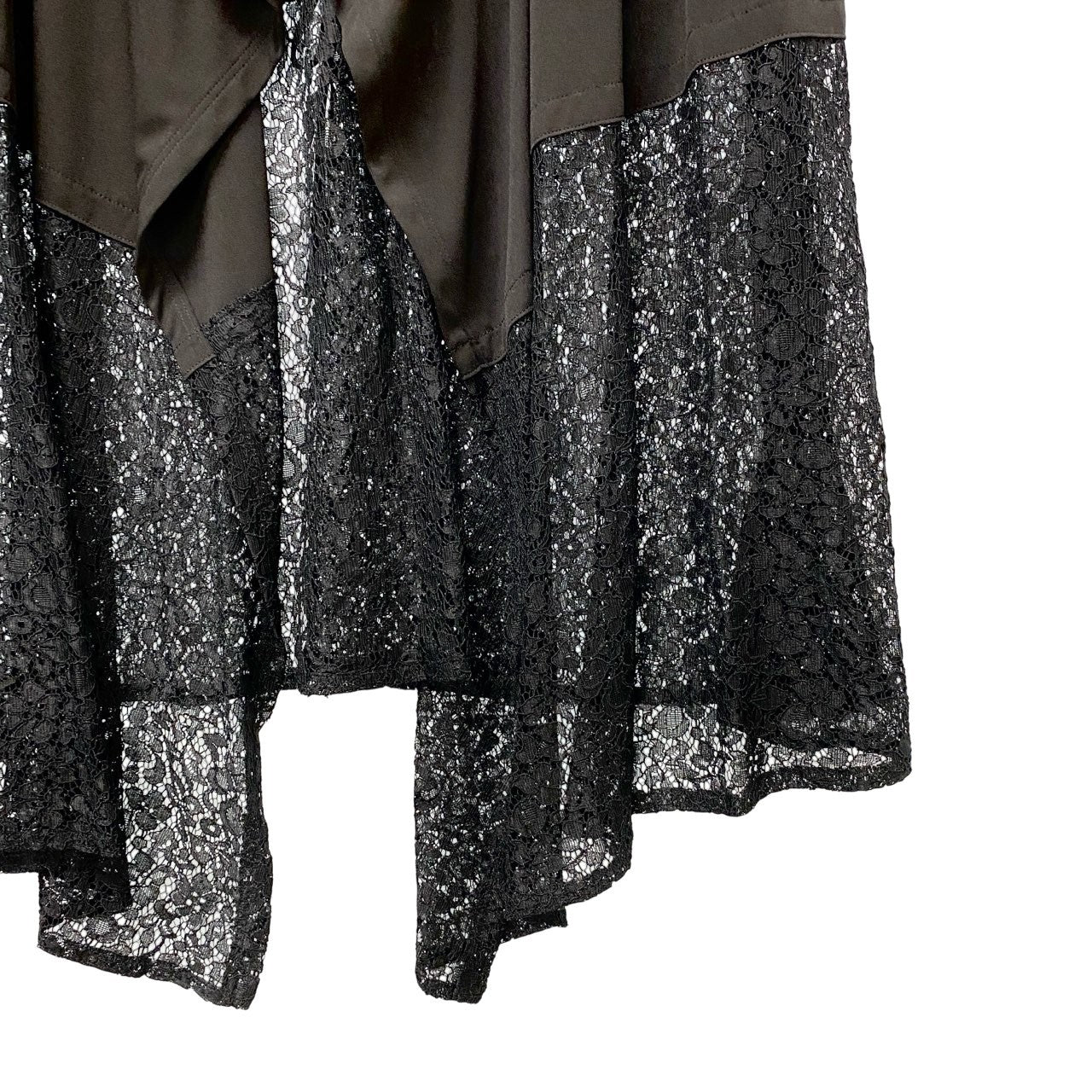 87c6 TOKUKO 1er VOL トクコプルミエヴォル ノースリーブ ジレベスト ロングジレ レース切替 ウエスト調整可 レディース 女性服 B ブラックu02t