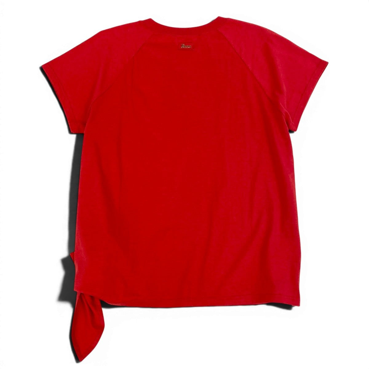 Ee29 【タグ付】 GUCCI グッチ サイドリボン クルーネック 半袖Tシャツ サイズXL レッド コットン100％ レディース 女性服u02t