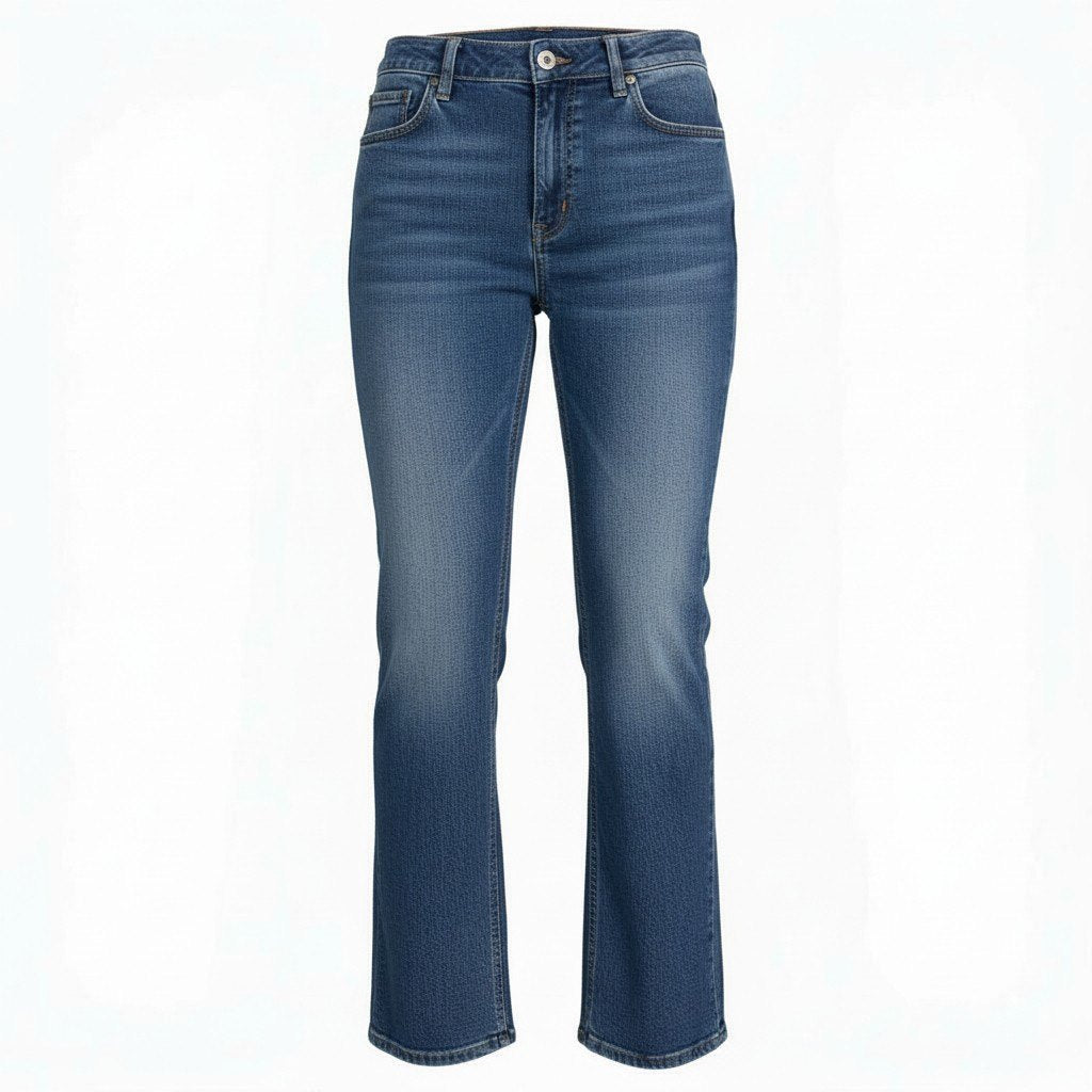 Ia14 Yves Saint Laurent ヴィンテージ イヴサンローラン YSLロゴ バックポケット フレアデニム デニムパンツ サイズ44 インディゴ コットン100 レディース 女性用 ボトムk02i