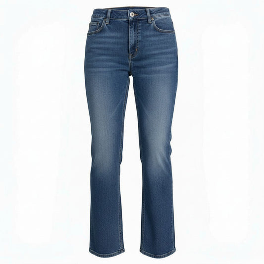 Ia14 Yves Saint Laurent ヴィンテージ イヴサンローラン YSLロゴ バックポケット フレアデニム デニムパンツ サイズ44 インディゴ コットン100 レディース 女性用 ボトムk02i