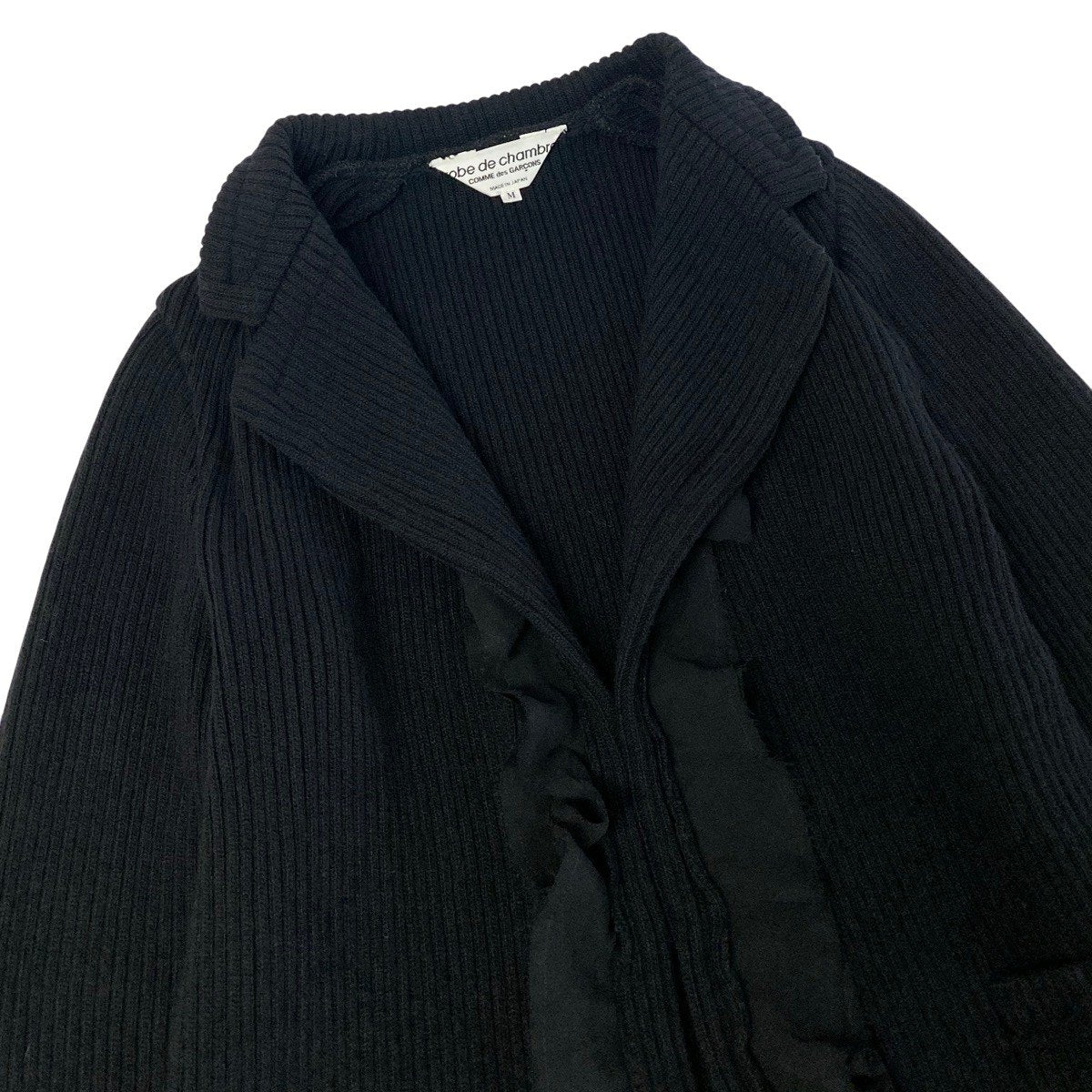Ij23 robe de chambre COMME des GARCONS AD2002 フリルジャケットカーディガン リブニット 日本製 Mサイズ ブラック レディース 女性用u02t