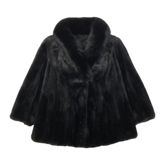 34c20 ダークミンク × フォックスファー コート サイズ11 ブラック 本毛皮 Mink × Fox Fur Coatt18r