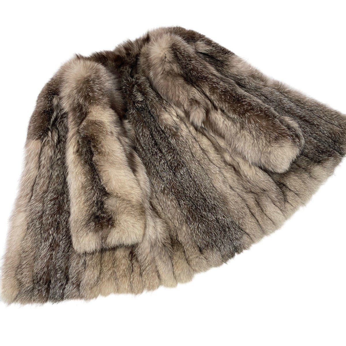 15h19 シルバーフォックス 肉厚 ロングコート サイズF 茶系 本毛皮 Silver Fox Fur Coat リアルファーt18r