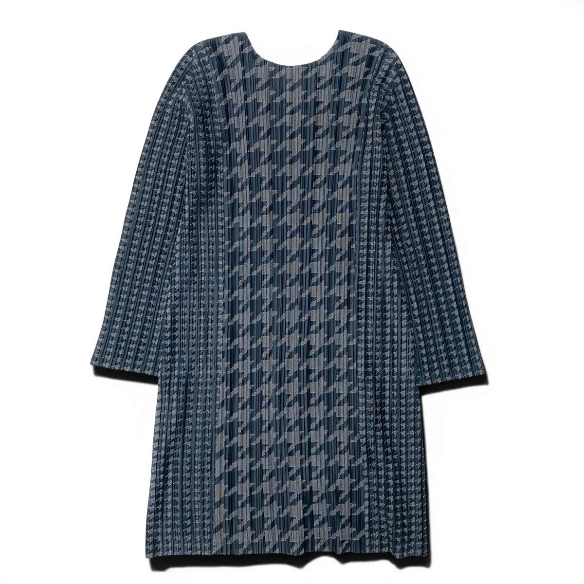 Af24 PLEATSPLEASE ロングスリーブチュニックワンピース Vネック 千鳥格子 トップス PP53-JT626 3サイズ グレー レディース 女性用ta2