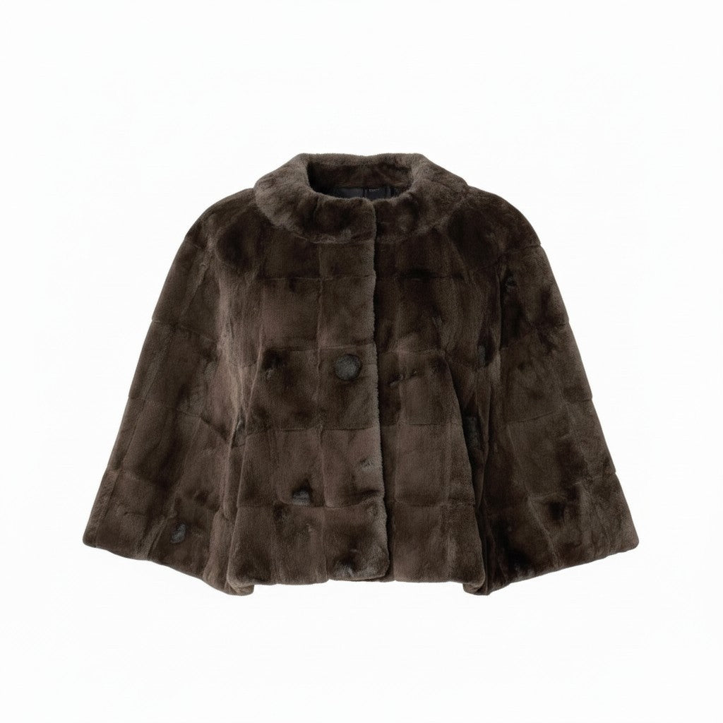 Ef8 MARNI マルニ ノーカラー ファージャケット サイズ40 イタリア製 ブラウン レディース 女性用u02t