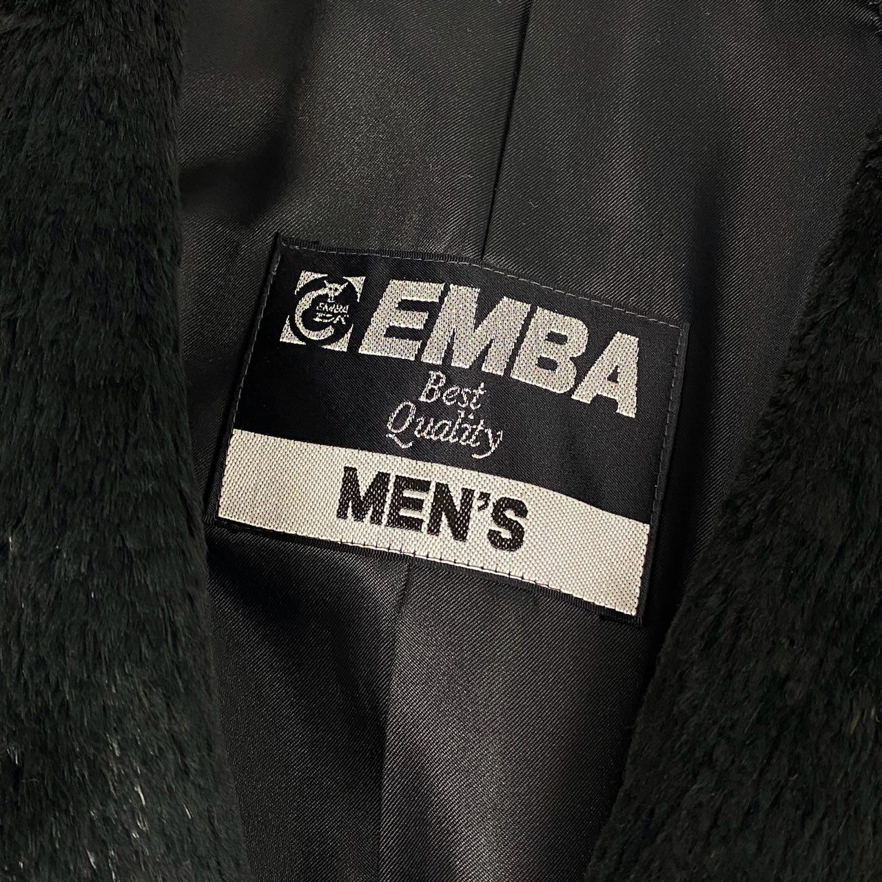 73b20 EMBA MEN’S エンバ メンズ シェアードファー ダブルコート サイズF ブラック 本毛皮 Double Fur Coatt18r