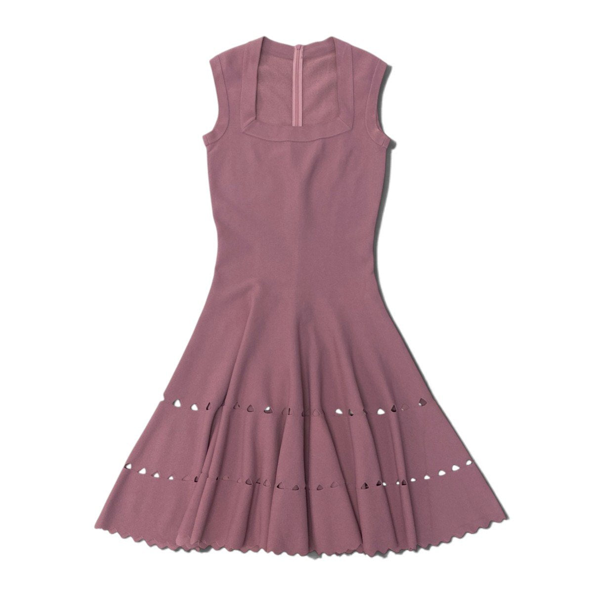1j20 ALAIA アライア ノースリーブワンピース フレアドレスワンピース スクエアネック イタリア製 38サイズ ピンク レディース 女性用u02t