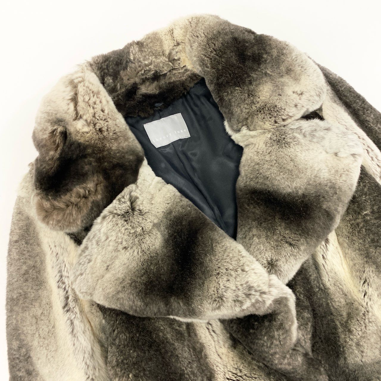 10k11 Theory luxe セオリーリュクス レッキスラビット リアルファージャケット ファーコート アウター サイズ38 グレー系 レディース 女性用k02i