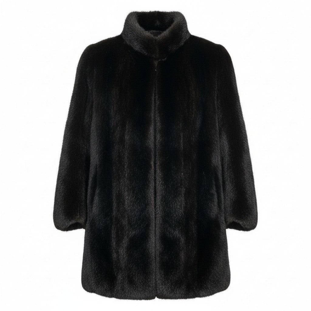 43a21 マホガニーミンク ファーコート サイズ13 ダークブラウン 本毛皮 Mink Fur Coat リアルファー ポケット有t18r
