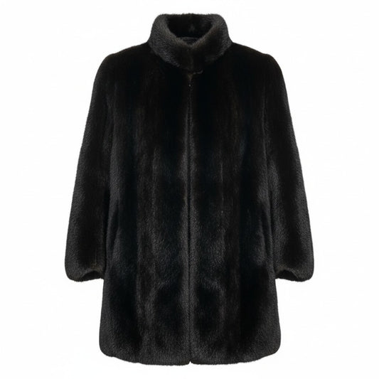 43a21 マホガニーミンク ファーコート サイズ13 ダークブラウン 本毛皮 Mink Fur Coat リアルファー ポケット有t18r