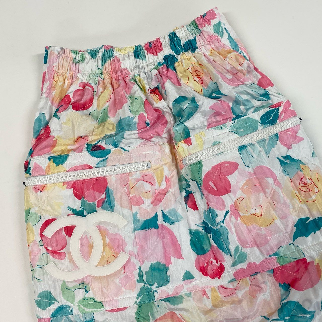 Cb19 CHANEL ヴィンテージ シャネル 1995年 ココマーク サイドジップ スリット ミニスカート サイズ34 マルチカラー レディースta1