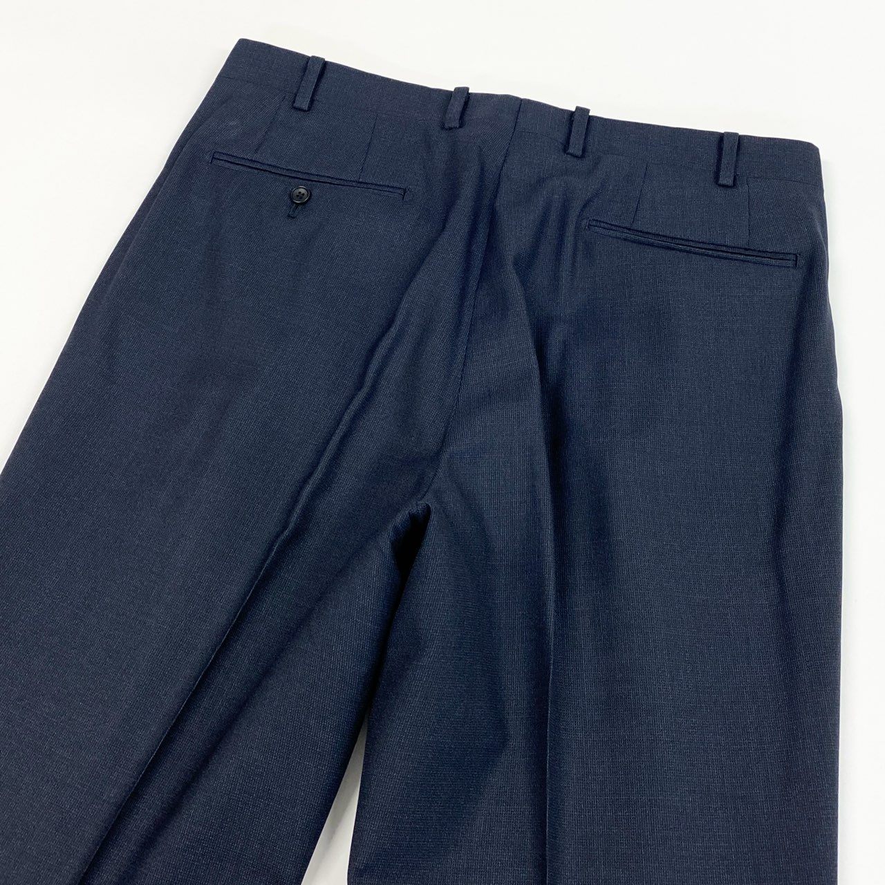 65a14 MACKINTOSH LONDON マッキントッシュ ロンドン シングルスーツ セットアップ 2B テーラードジャケット タックパンツ ビジネス フォーマル メンズ 紳士服 AB7 ネイビー ウール100％o07t