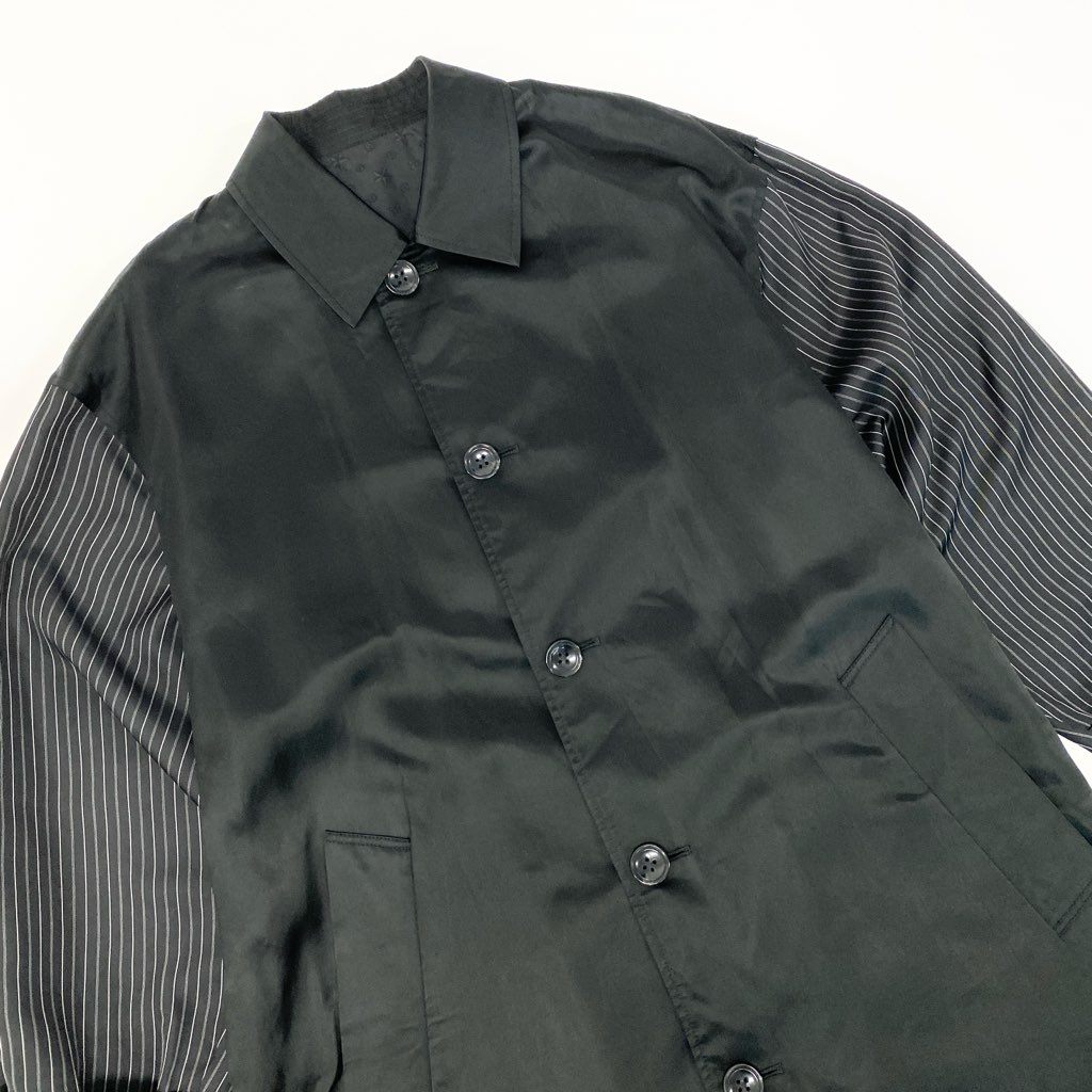 22l28 【美品】ONE GRAVITY ワングラビティ サテンオーバーコート ロングコート リバーシブル 21-234-01-010113 Mサイズ ブラック メンズo07t