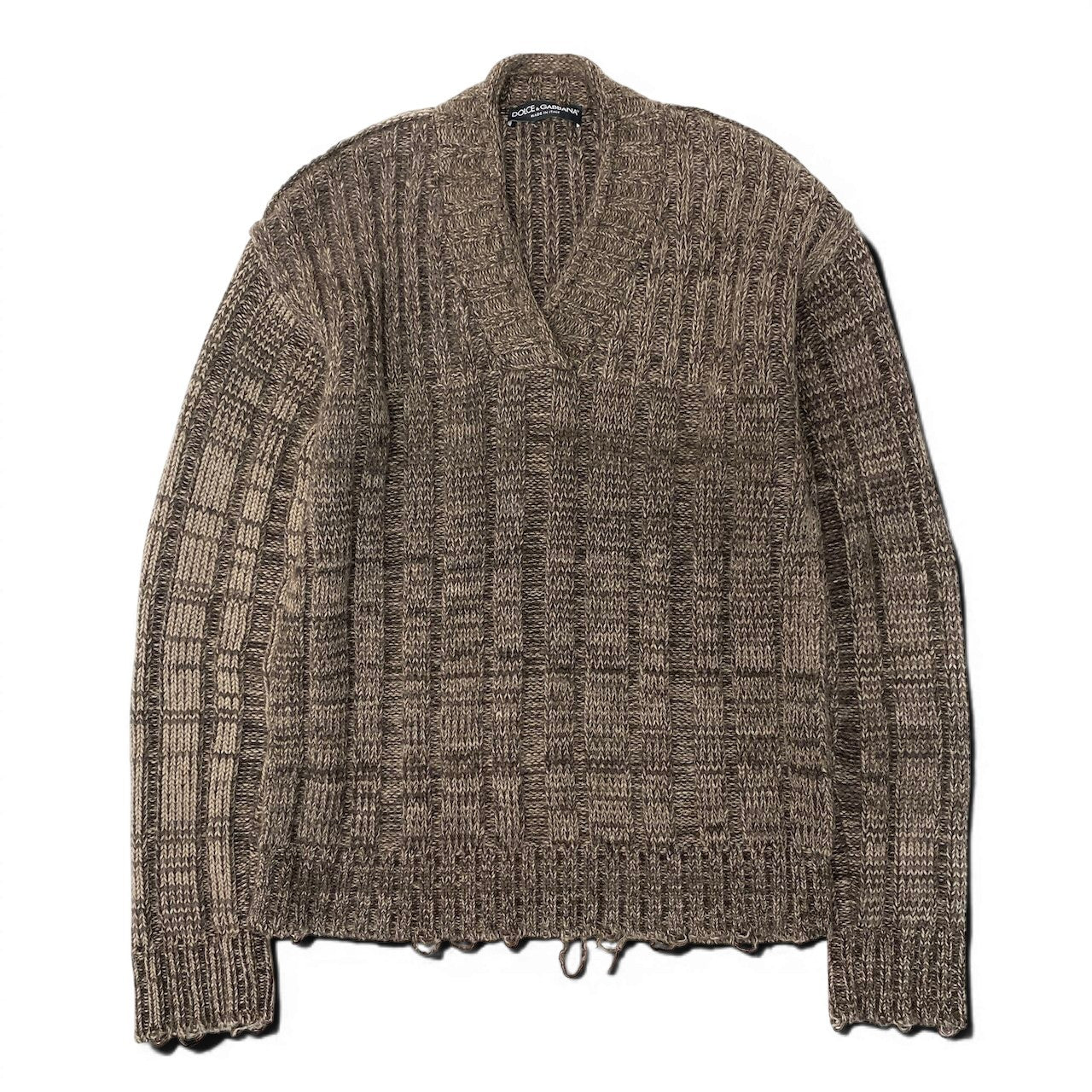 13e8 DOLCE&GABBANA ドルチェアンドガッバーナ Vネック カシミヤニットセーター ニットプルオーバー GG245K サイズ50 ブラウン系 Cashmere100％ メンズ 紳士服u02t