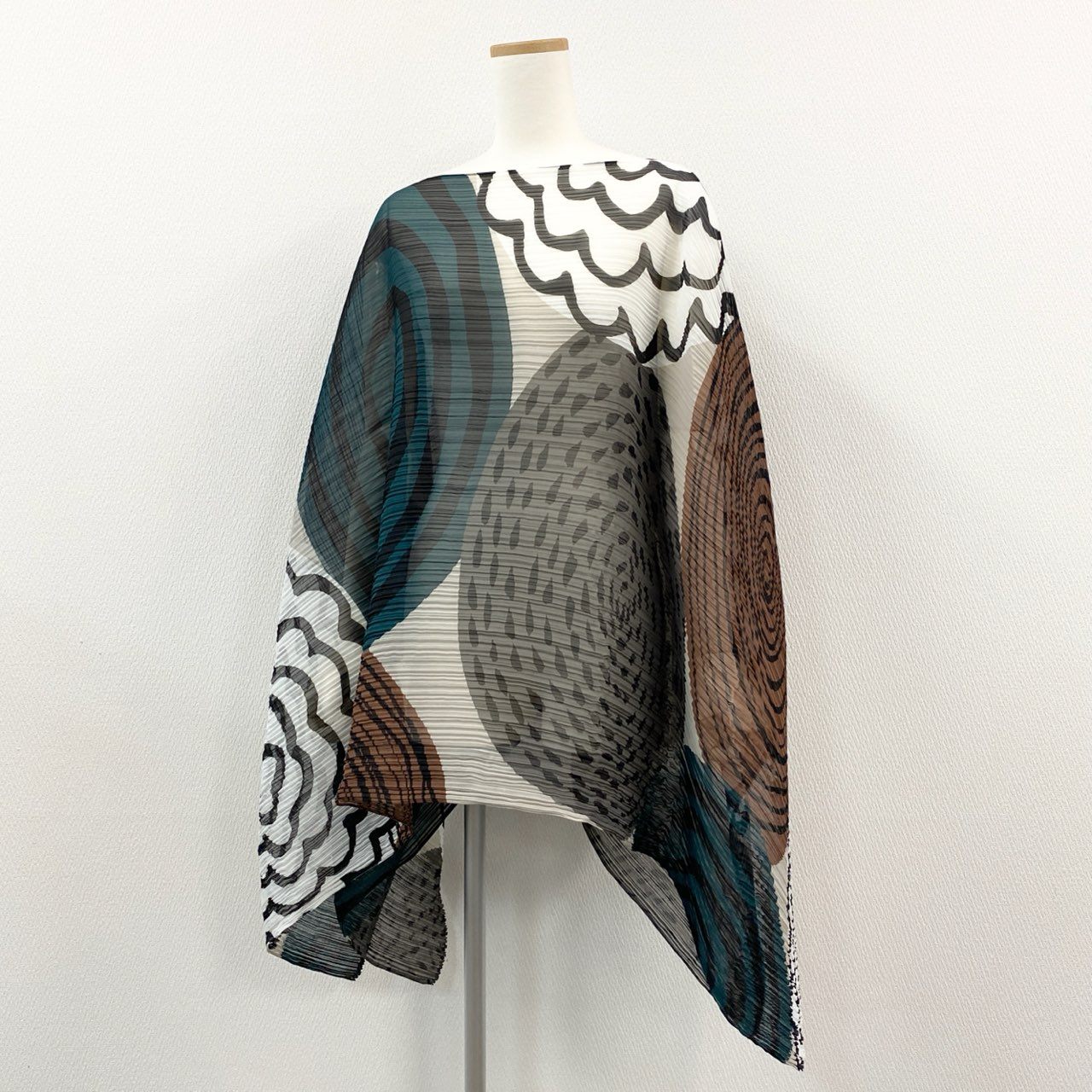 36a7 【美品】 PLEATS PLEASE プリーツプリーズ イッセイミヤケ ポンチョ 変形デザイン スカーフ プリーツ PP74-AD231 マルチカラー レディース 女性用k02i