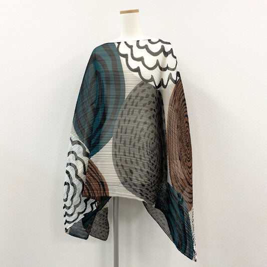36a7 【美品】 PLEATS PLEASE プリーツプリーズ イッセイミヤケ ポンチョ 変形デザイン スカーフ プリーツ PP74-AD231 マルチカラー レディース 女性用k02i