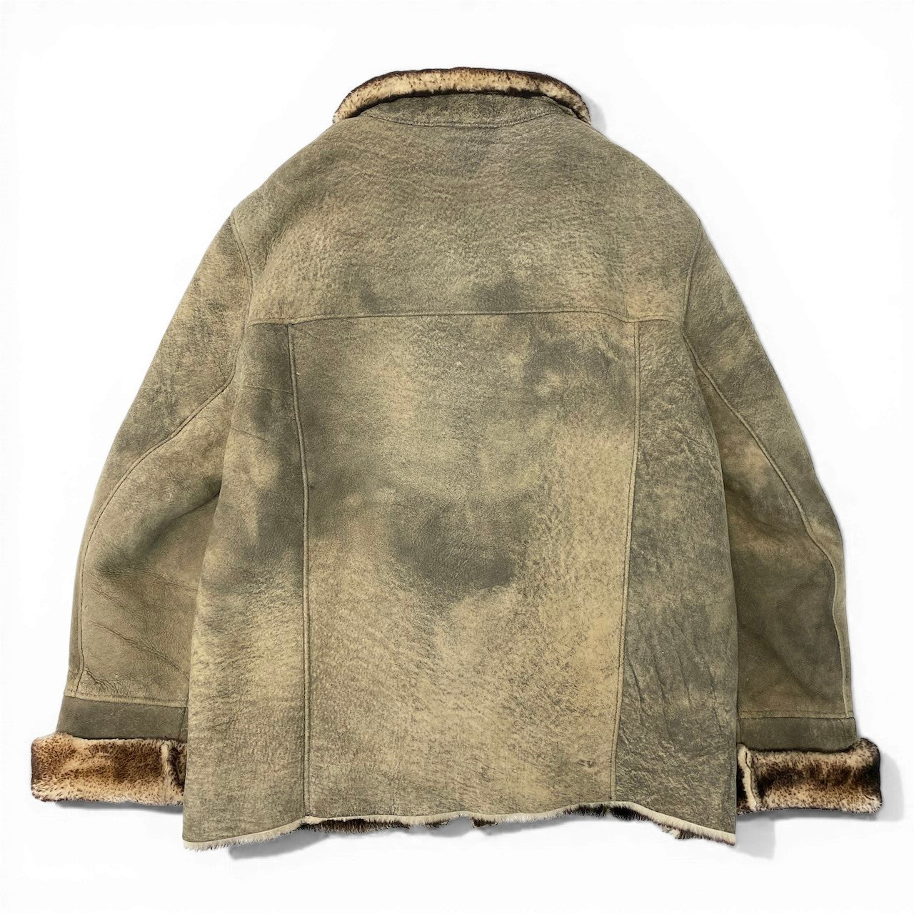 57d5 ARMANI COLLEZIONI アルマーニ コレッツォーニ リアルムートンジャケット サイズ50 グレー シープスキン 羊革 Real Mouton Jackett18r