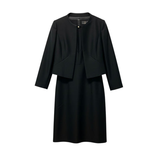 12b19《美品》 LANVIN ランバン 東京ソワール社製 ブラックフォーマル ジャケット ワンピース 冠婚葬祭 34 ブラック レディースu02t