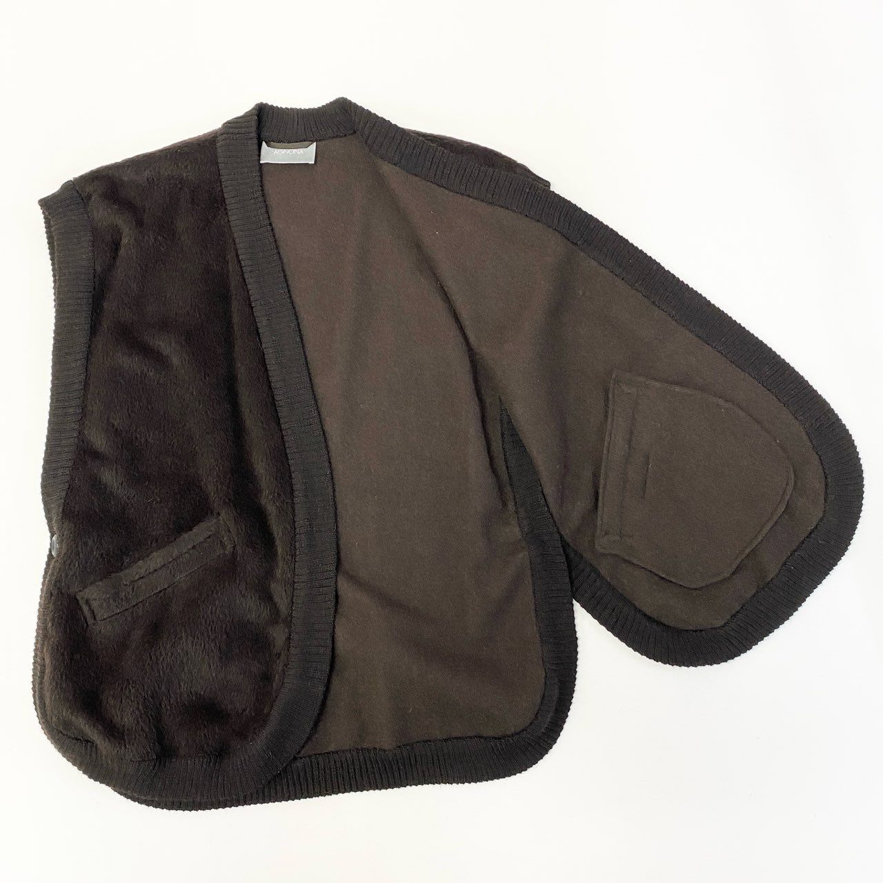 9a19 AGNONA アニオナ MARTORA アルパカウール ベスト サイズ44 ブラウン ALPACA イタリア製t18r
