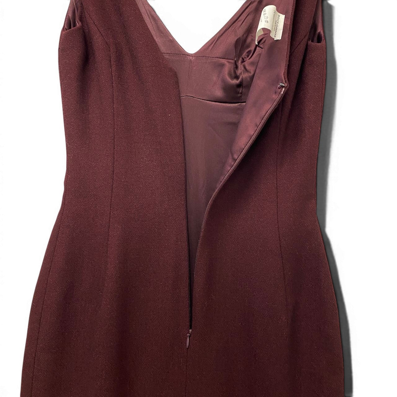 72e21 【新品保管品】DOLCE&GABBANA ドルチェアンドガッパーナ ノースリーブドレス ウールワンピース Vネック イタリア製 40サイズ ボルドー レディース 女性用u02t