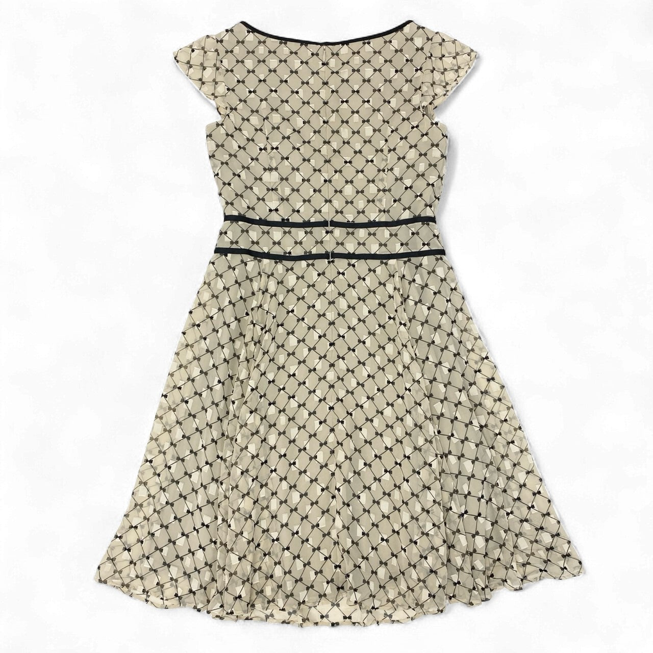 47k5 TOCCA トッカ CHECKER RIBBON チェッカーリボンワンピース ランドリーライン 洗える○ 半袖 総柄 シアー レディース 女性用 OPTOCA0050 2 ベージュ系o07t