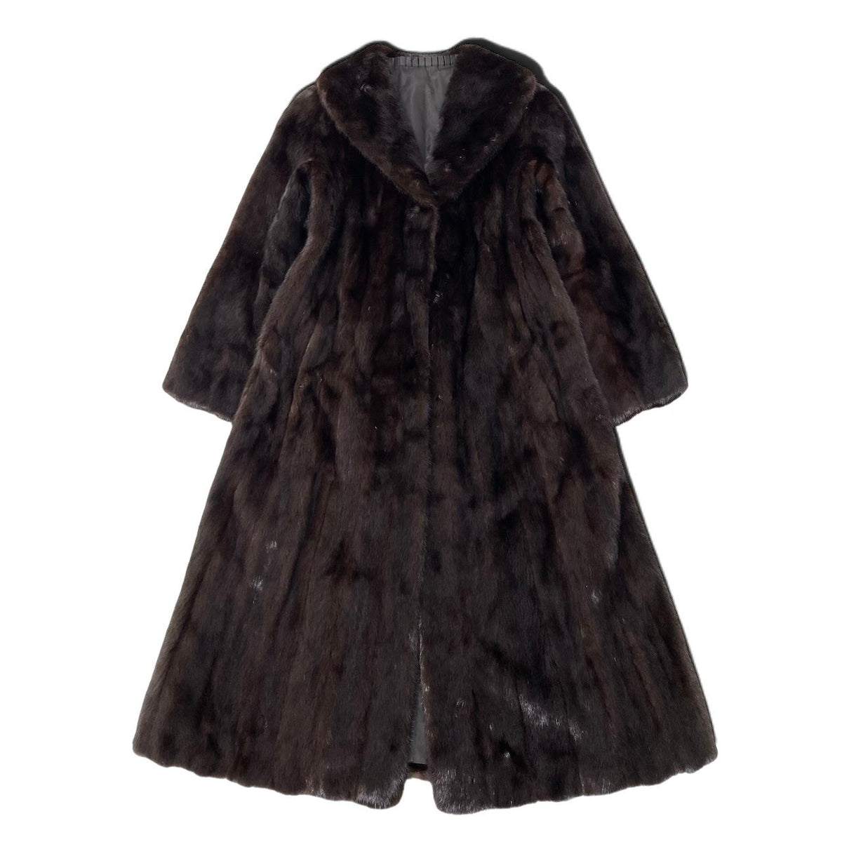 12i21 ダークミンク 超ロングコート 丈115cm サイズF ダークブラウン 本毛皮 Dark Mink Fur Long Coat リアルファーt18r
