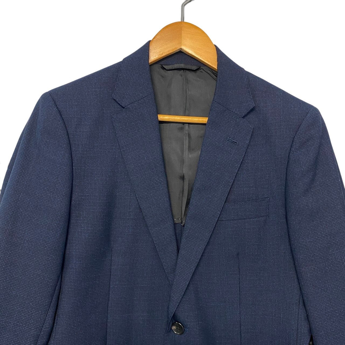 3j22 【美品】 WORKER CLOTHING SUPPLY ワーカークロージングサプライ カノニコ生地 セットアップ シングルスーツ 2B サイズ44 ネイビー ウール メンズu02t