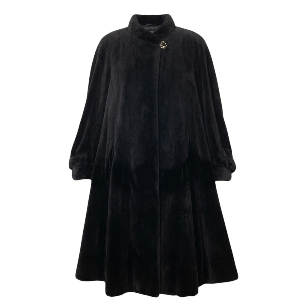 62i16 Herbette シェアードミンク ファーロングコート サイズF ブラック 本毛皮 Mink Fur Long Coatt18r