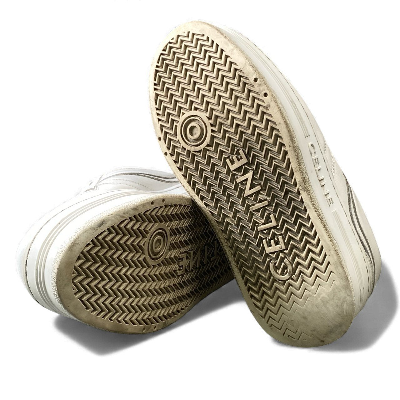 1k16 Celine セリーヌ ブロックスニーカー 38 ホワイト レザー 厚底 プラットフォーム シューズt18r