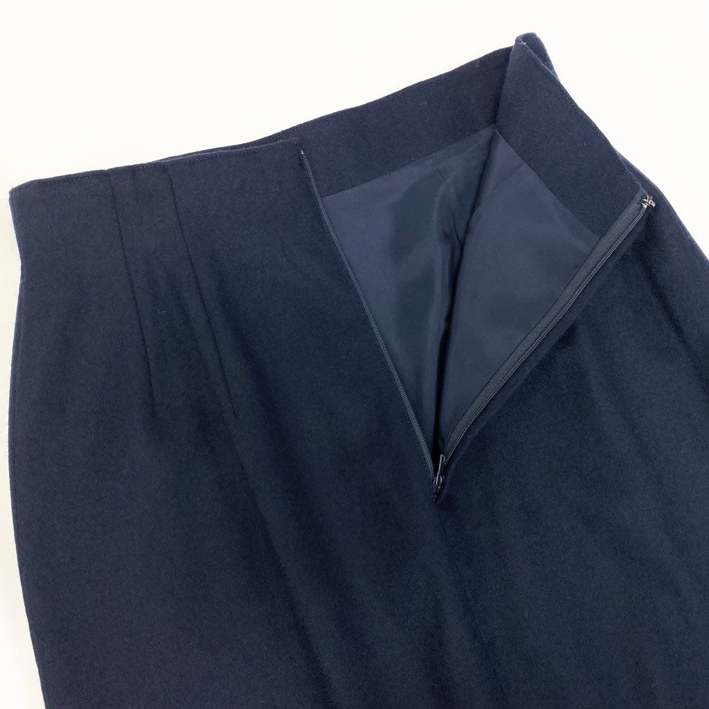54l28【新品保管品】Christian Dior クリスチャンディオール Vintage ウールスカート タイトスカート ロゴ金具 Mサイズ ネイビー ウール100％ レディース 女性用o07t