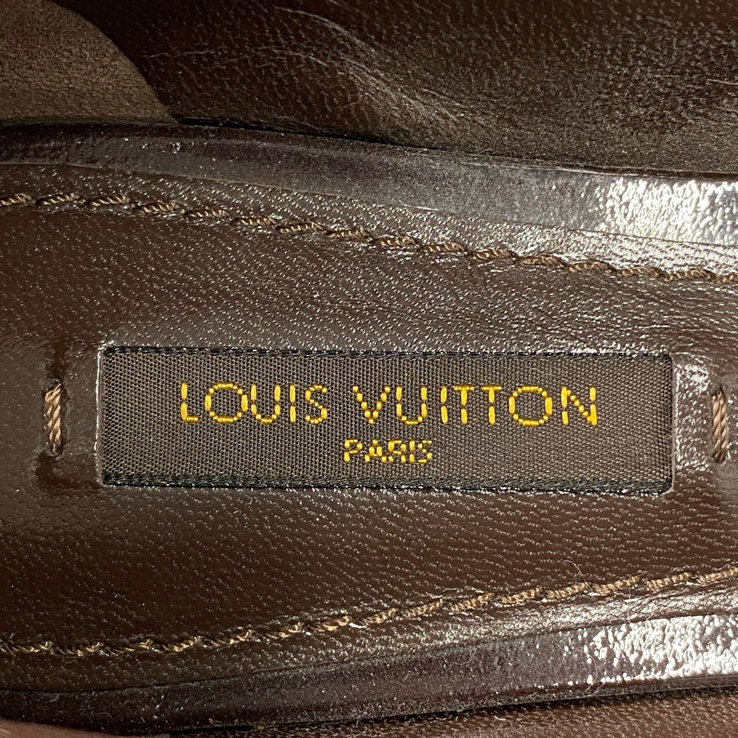 3d10 LOUIS VUITTON ルイヴィトン LV モノグラム リボン フラットシューズ 36 ブラウン パンプス イタリア製 レディース 婦人靴 靴