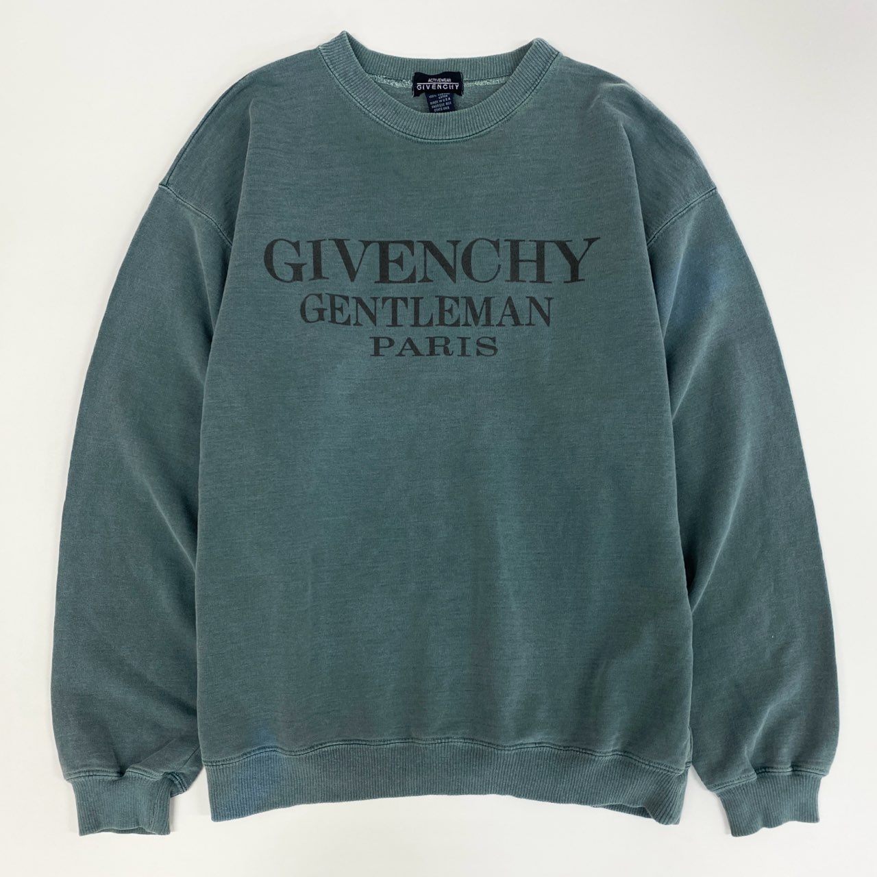 32j3《希少》 GIVENCHY ジバンシー USA製 Vintage Sweat ヴィンテージ スウェット トレーナー L グリーン フェード感◎ オーバーサイズt18r