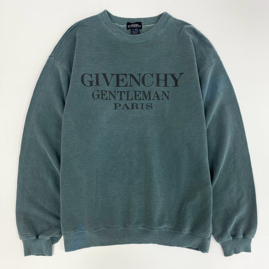 32j3《希少》 GIVENCHY ジバンシー USA製 Vintage Sweat ヴィンテージ スウェット トレーナー L グリーン フェード感◎ オーバーサイズt18r